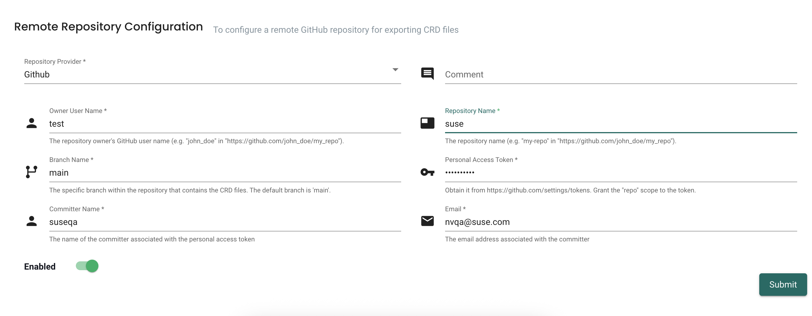 Remote repo configuration