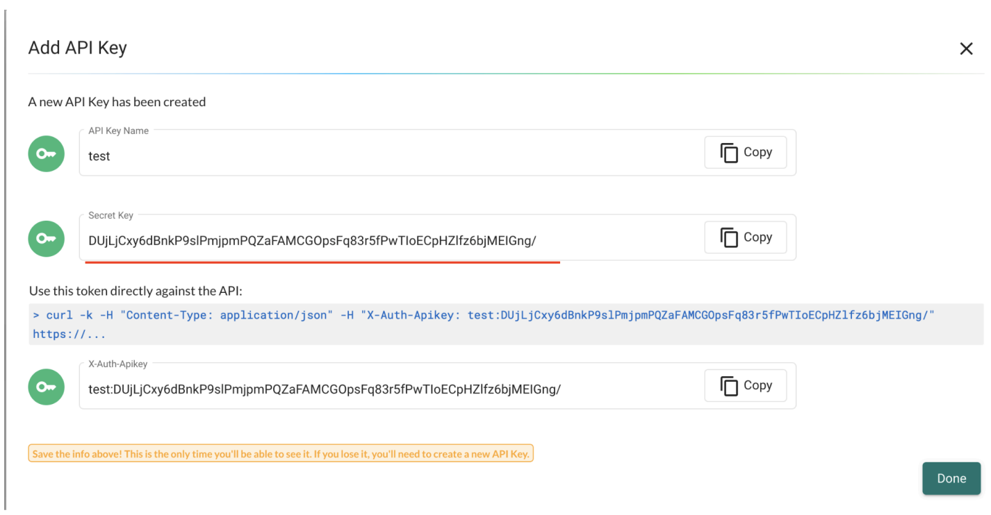 Example Create API Key